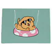 Summer Vibes Hund - Floating Welpe mit Sonnenbrill Große Geschenktüte (Vorderseite)