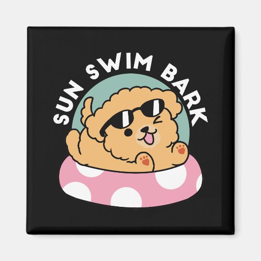 Summer Vibes Hund - Floating Welpe mit Sonnenbrill Magnet (Vorne)