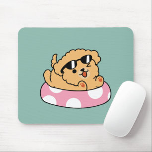 Summer Vibes Hund - Floating Welpe mit Sonnenbrill Mousepad
