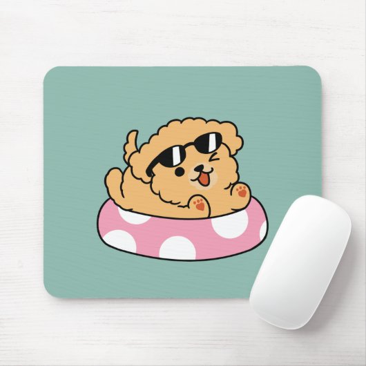 Summer Vibes Hund - Floating Welpe mit Sonnenbrill Mousepad (Mit Mouse)