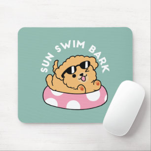 Summer Vibes Hund - Floating Welpe mit Sonnenbrill Mousepad