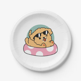 Summer Vibes Hund - Floating Welpe mit Sonnenbrill Pappteller