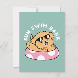 Summer Vibes Hund - Floating Welpe mit Sonnenbrill Postkarte