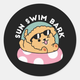 Summer Vibes Hund - Floating Welpe mit Sonnenbrill Runder Aufkleber