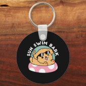 Summer Vibes Hund - Floating Welpe mit Sonnenbrill Schlüsselanhänger (Vorderseite)