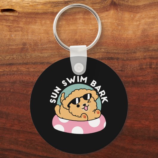 Summer Vibes Hund - Floating Welpe mit Sonnenbrill Schlüsselanhänger (Vorderseite)