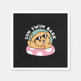 Summer Vibes Hund - Floating Welpe mit Sonnenbrill Serviette