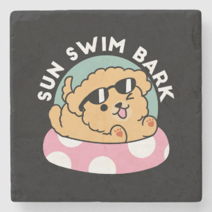 Summer Vibes Hund - Floating Welpe mit Sonnenbrill Steinuntersetzer