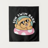 Summer Vibes Hund - Floating Welpe mit Sonnenbrill Wandteppich (Vorderseite)