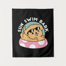 Summer Vibes Hund - Floating Welpe mit Sonnenbrill Wandteppich