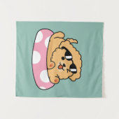 Summer Vibes Hund - Floating Welpe mit Sonnenbrill Wandteppich (Vorderseite (Horizontal))