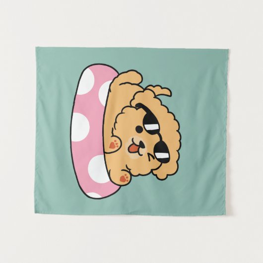 Summer Vibes Hund - Floating Welpe mit Sonnenbrill Wandteppich (Vorderseite (Horizontal))