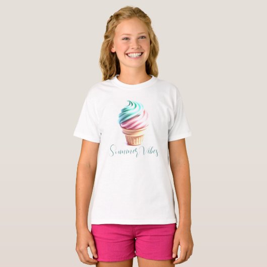Summer Vibes Ice Cream Girls´ T Shirt (Vorne ganz)