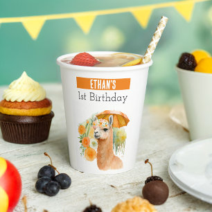 Summer vibes Llama - 1. Geburtstag - Pappbecher