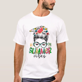 Summer Vibes, Messy Bun, Beach Life, Summer Life, T-Shirt