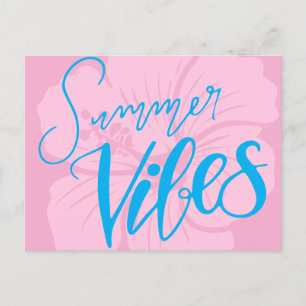 Summer Vibes mit Hibiskus Blume - Rosa und Blau Feiertagspostkarte