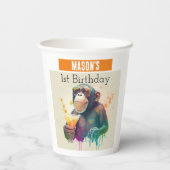 Summer vibes Monkey - 1. Geburtstag - Pappbecher (Rückseite)