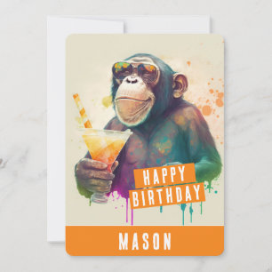 Summer vibes Monkey Birthday Card Feiertagskarte