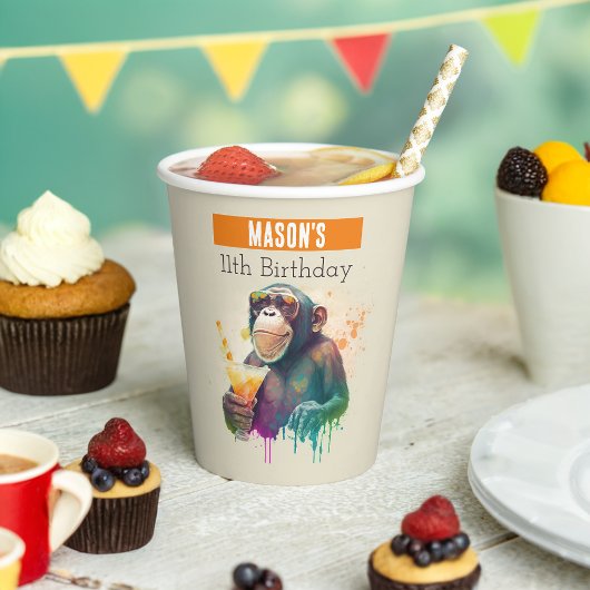 Summer vibes Monkey - Geburtstag Pappbecher