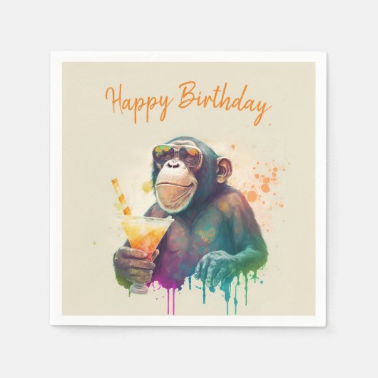 Summer vibes Monkey - Geburtstag Serviette (Vorderseite)