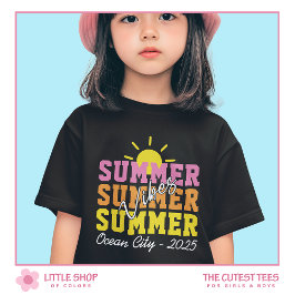Summer Vibes Multicolor Text Customizable Girls T-Shirt