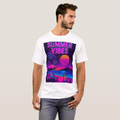 Summer Vibes Neon Beach Retro T - Shirt (Vorne ganz)