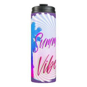 Summer Vibes Neon Palm Tree Beach Lifestyle Thermosbecher