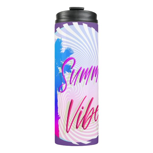 Summer Vibes Neon Palm Tree Beach Lifestyle Thermosbecher (Vorderseite)