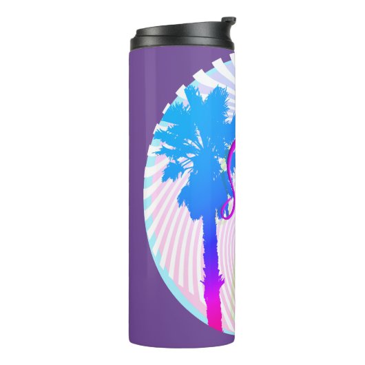 Summer Vibes Neon Palm Tree Beach Lifestyle Thermosbecher (Nach links gedreht)