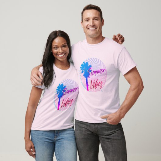 Summer Vibes Neon Palm Tree Künstlerischer Slogan T-Shirt (Unisex)