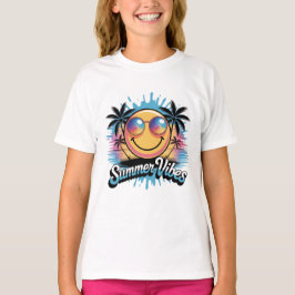Summer Vibes Neon Smiley Colorful Trendy T-Shirt