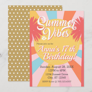 Summer Vibes Palm Birthday Einladung