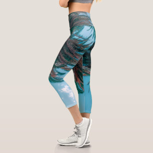 Summer Vibes Palm Tree Blätter Blassgrün Capri Leggings
