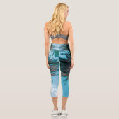 Summer Vibes Palm Tree Blätter Blassgrün Capri Leggings (Rückseite)