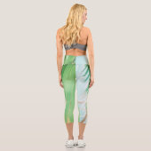 Summer Vibes Palm Tree Blätter Blassgrün Capri Leggings (Rückseite)