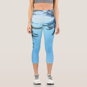 Summer Vibes Palm Tree Blätter Blassgrün Capri Leggings (Vorderseite)