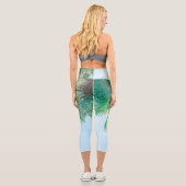 Summer Vibes Palm Tree Blätter Blassgrün Capri Leggings (Rückseite)