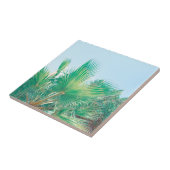 Summer Vibes Palm Tree Blätter Blassgrün Fliese (Seite)