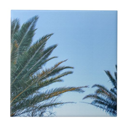 Summer Vibes Palm Tree Blätter Blassgrün Fliese (Vorderseite)