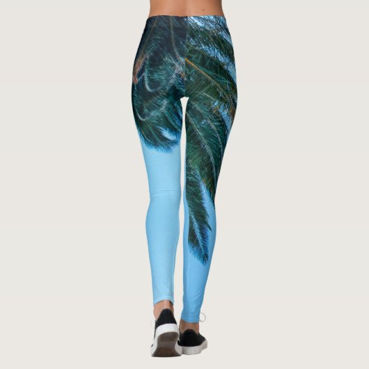 Summer Vibes Palm Tree Blätter Blassgrün Leggings (Rückseite)
