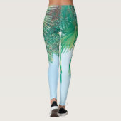 Summer Vibes Palm Tree Blätter Blassgrün Leggings (Rückseite)