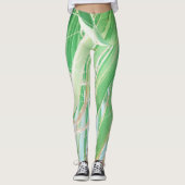 Summer Vibes Palm Tree Blätter Blassgrün Leggings (Vorderseite)