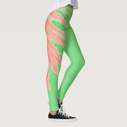 Summer Vibes Palm Tree Blätter Blassgrün Leggings (Rechts)
