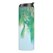 Summer Vibes Palm Tree Blätter Blassgrün Thermosbecher (Nach links gedreht)