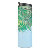 Summer Vibes Palm Tree Blätter Blassgrün Thermosbecher (Nach rechts gedreht)
