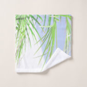Summer Vibes Palm Tree Blätter Blassgrüne Pastel Badhandtuch Set (Waschlappen)