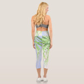 Summer Vibes Palm Tree Blätter Blassgrüne Pastel Capri Leggings (Rückseite)