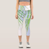 Summer Vibes Palm Tree Blätter Blassgrüne Pastel Capri Leggings (Vorderseite)