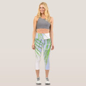 Summer Vibes Palm Tree Blätter Blassgrüne Pastel Capri Leggings (Vorderseite)