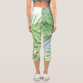 Summer Vibes Palm Tree Blätter Blassgrüne Pastel Capri Leggings (Rückseite)